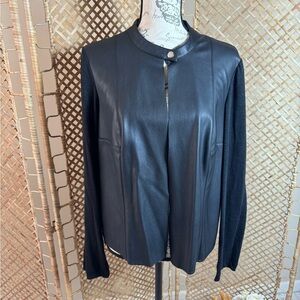 Faux Leather Linen Black Jacket